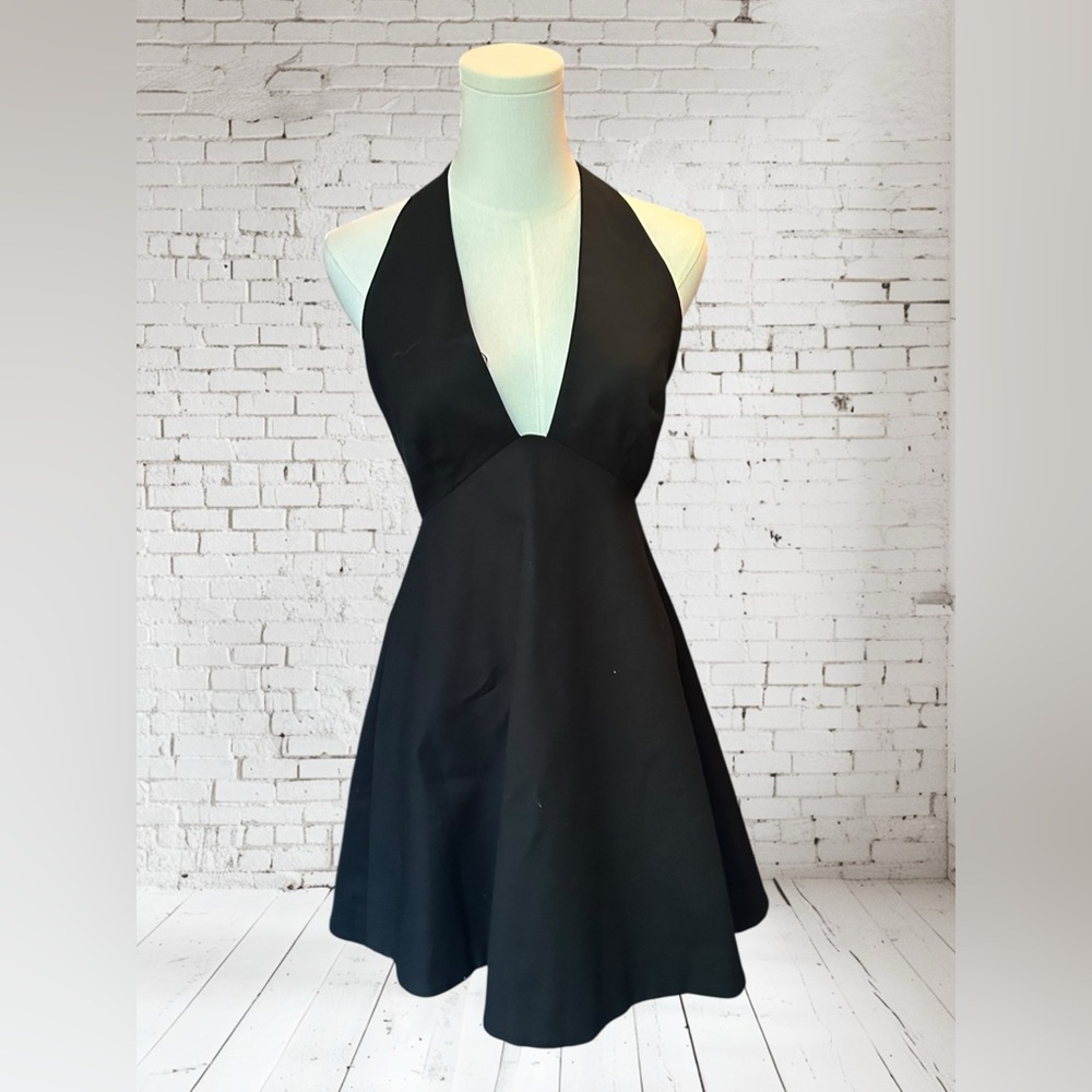 NWT Halston Heritage, Black Halter A-Line Mini Dress, Size 2 | 1526 sku